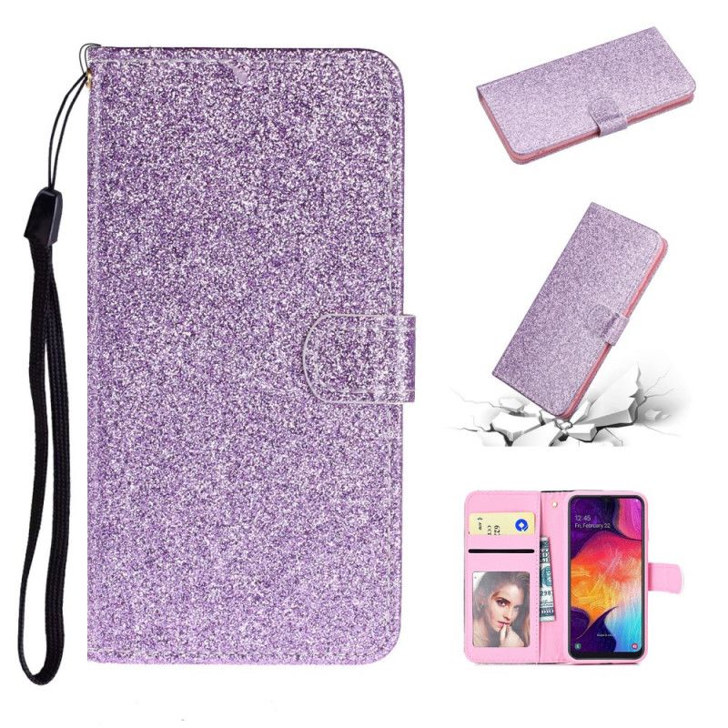 Lærdeksel Folio Deksel Samsung Galaxy A41 Magenta Glitter