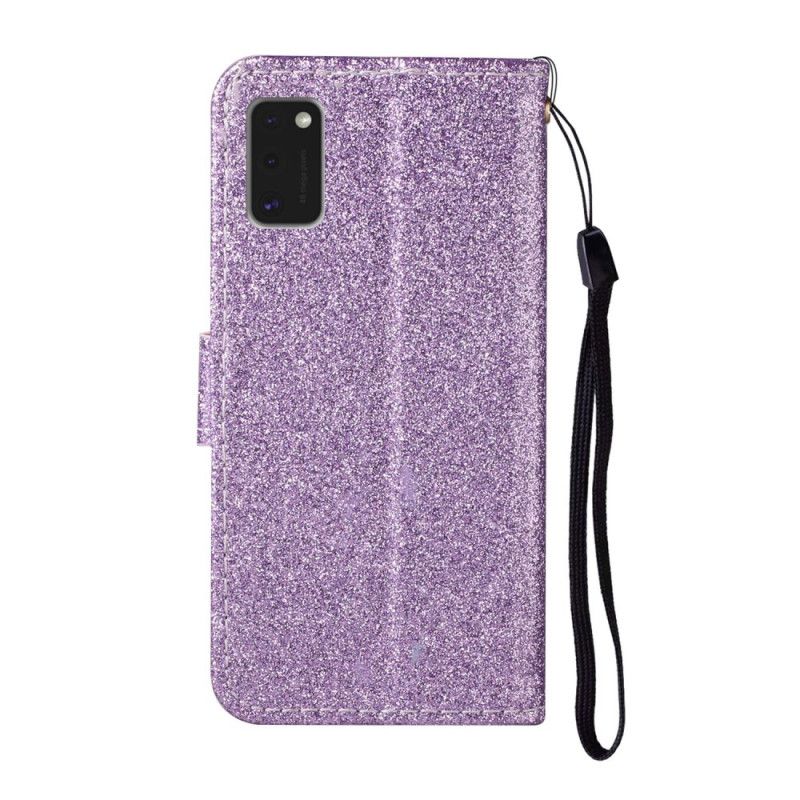 Lærdeksel Folio Deksel Samsung Galaxy A41 Magenta Glitter