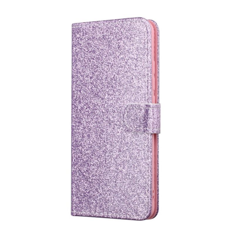 Lærdeksel Folio Deksel Samsung Galaxy A41 Magenta Glitter