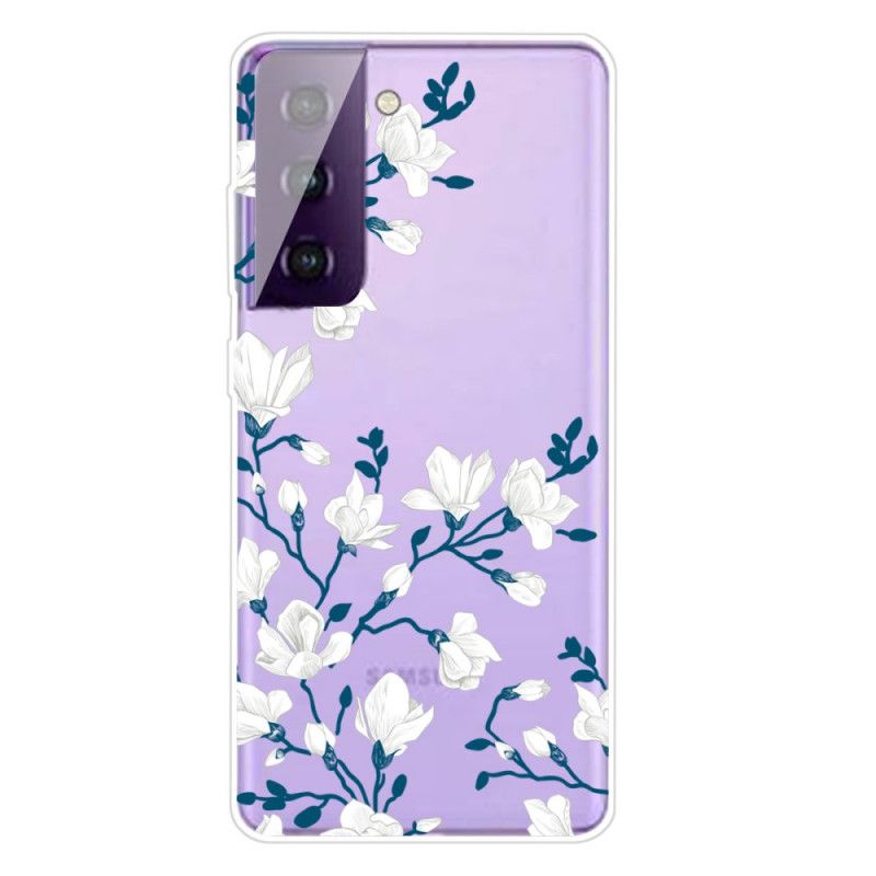 Deksel for Samsung Galaxy S21 5G Hvite Blomster