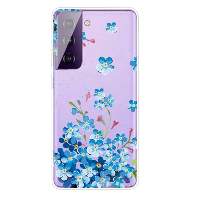 Deksel Samsung Galaxy S21 5G Blå Blomster Anti-fall