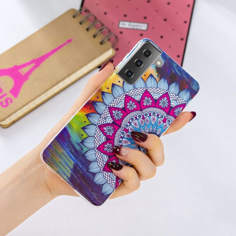 Deksel Samsung Galaxy S21 5G Fluorescerende Mandala Anti-fall