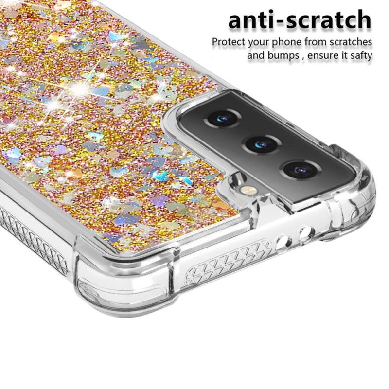 Deksel Samsung Galaxy S21 5G Hvit Lystglitter