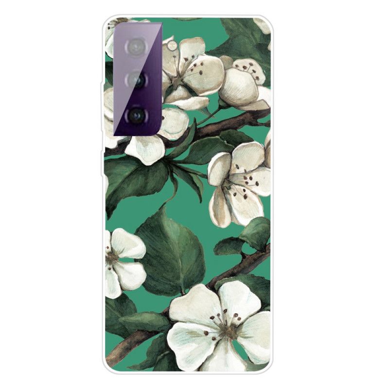 Deksel Samsung Galaxy S21 5G Malte Hvite Blomster