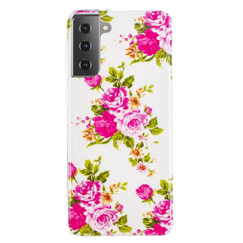 Deksel Samsung Galaxy S21 5G Mobildeksel Fluorescerende Frihetsblomster