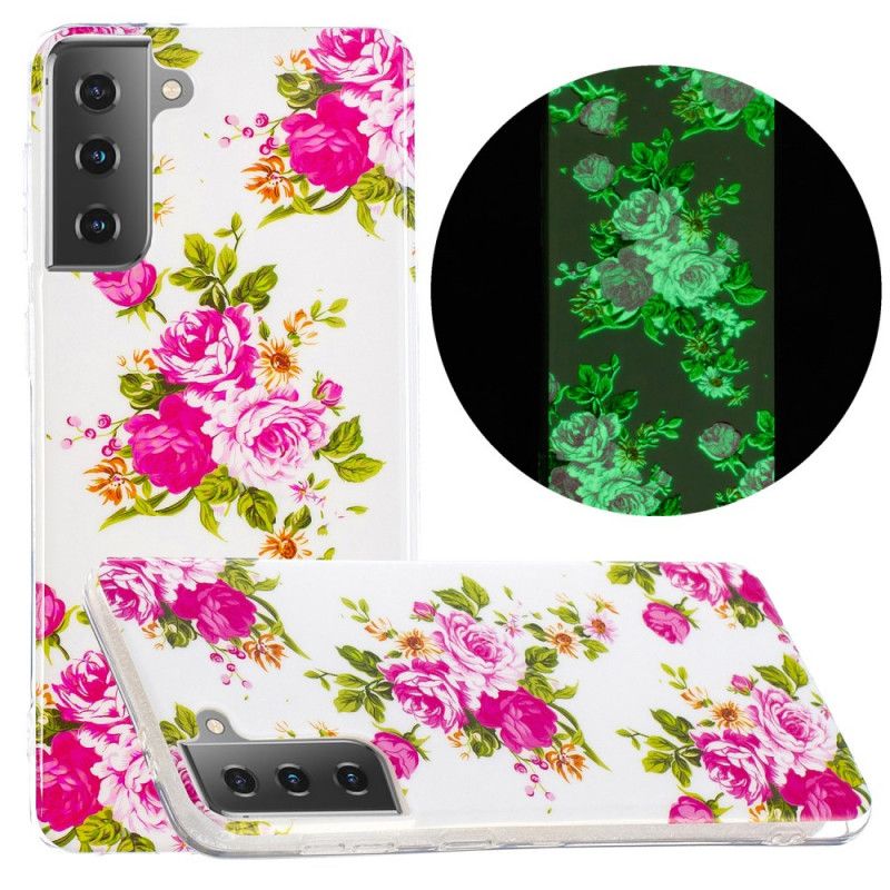 Deksel Samsung Galaxy S21 5G Mobildeksel Fluorescerende Frihetsblomster