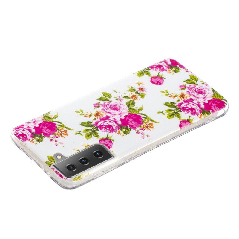 Deksel Samsung Galaxy S21 5G Mobildeksel Fluorescerende Frihetsblomster