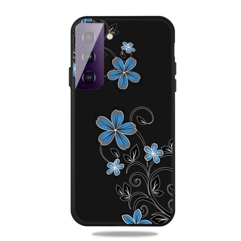 Deksel Samsung Galaxy S21 5G Mørkeblå Blå Blomster