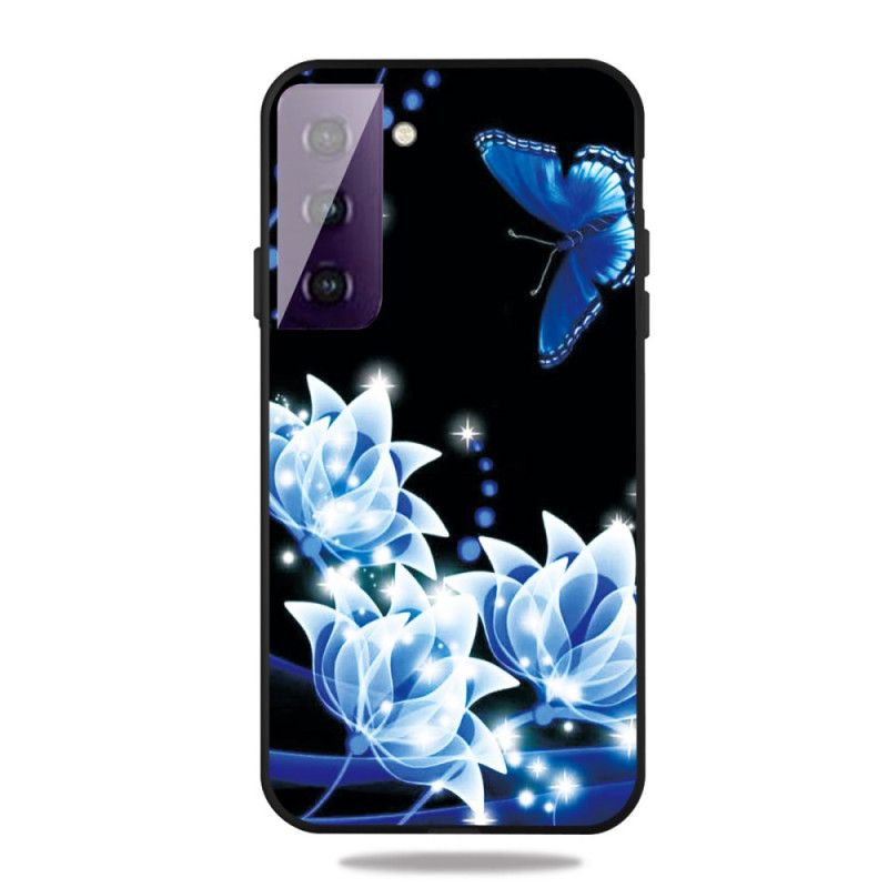 Deksel Samsung Galaxy S21 5G Mørkeblå Blå Blomster