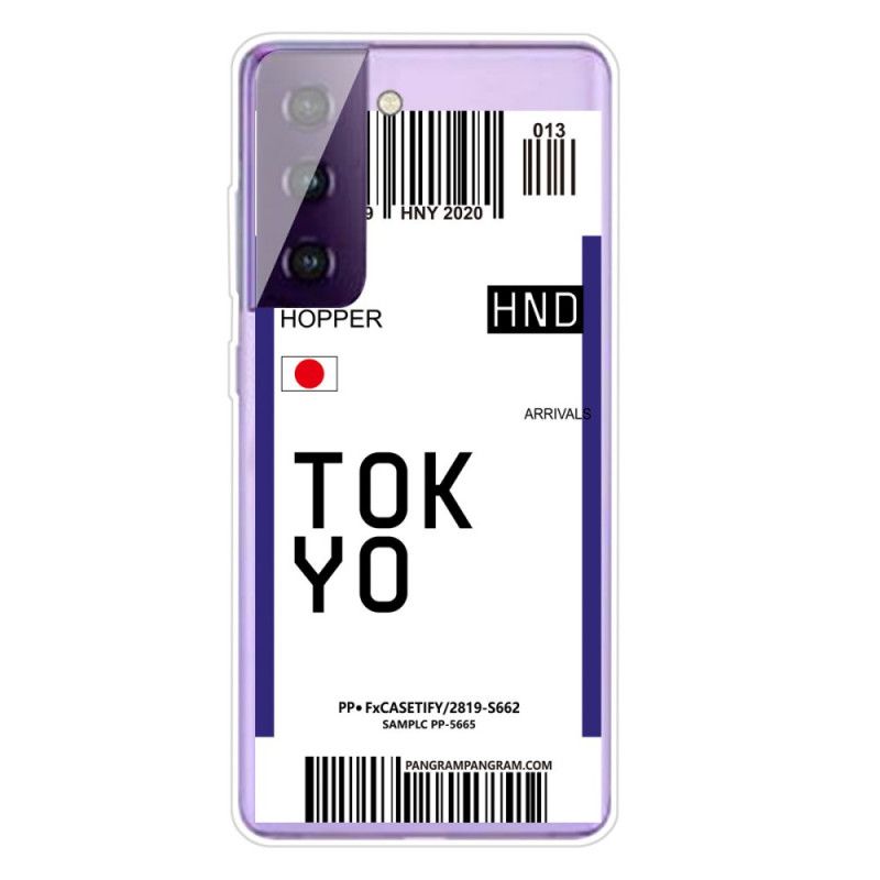 Deksel Samsung Galaxy S21 5G Svart Boarding Pass Tokyo