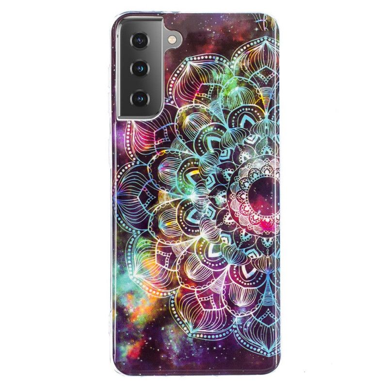 Deksel Samsung Galaxy S21 5G Svart Fluorescerende Blomsterserie