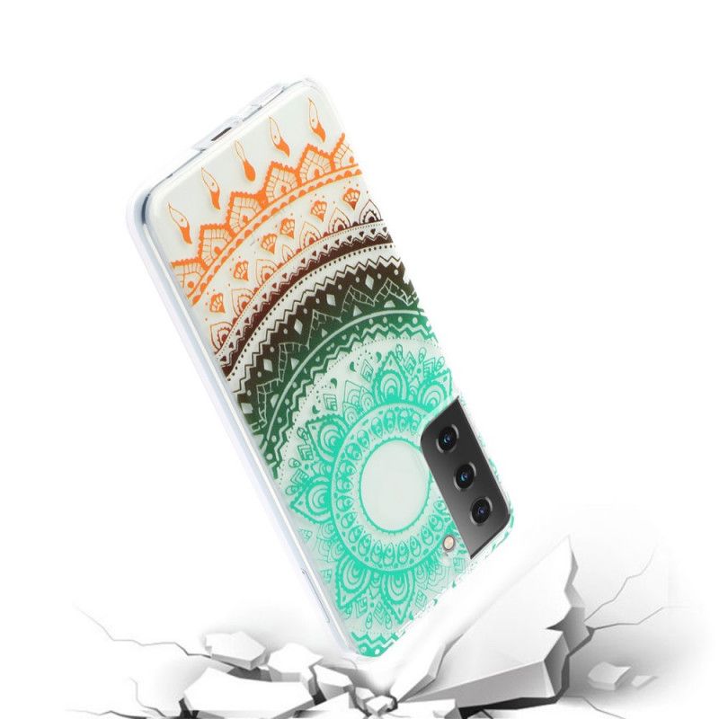 Deksel Samsung Galaxy S21 5G Svart Gjennomsiktig Blomstermandala Anti-fall