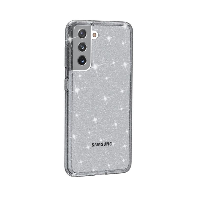 Deksel Samsung Galaxy S21 5G Svart Gjennomsiktig Glitter Beskyttelse