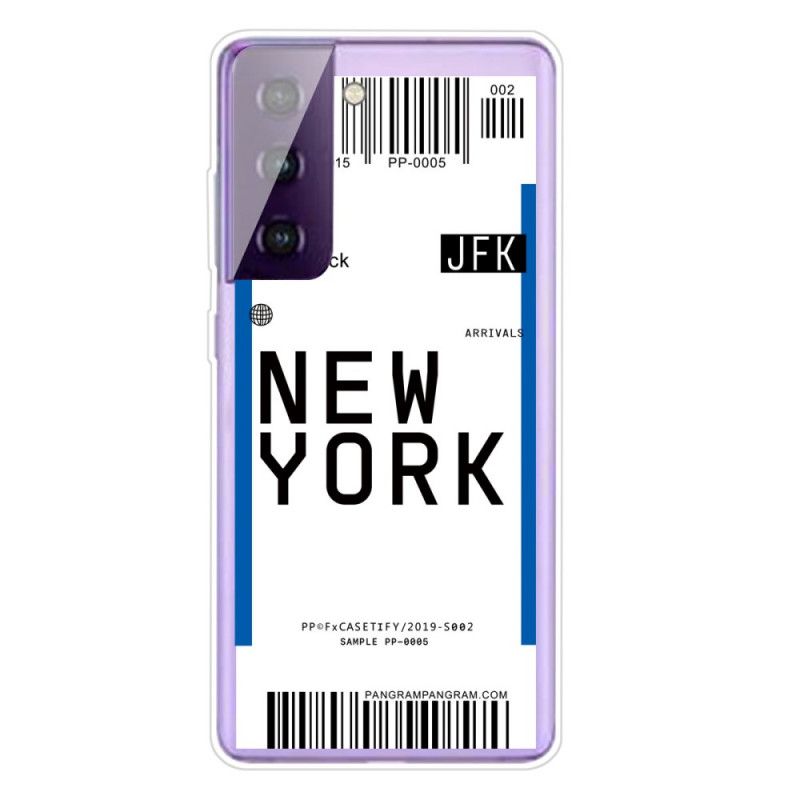 Deksel Samsung Galaxy S21 5G Svart Mobildeksel Boardingkort Til New York