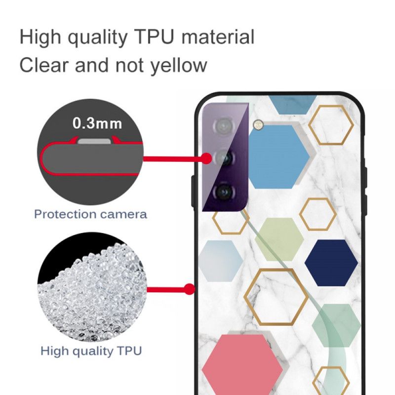 Deksel Samsung Galaxy S21 5G Svart Mobildeksel Marmorfarget Geometri