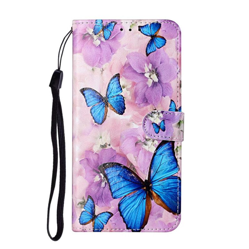 Folio Deksel for Samsung Galaxy S21 5G Blomster Sommerfugler