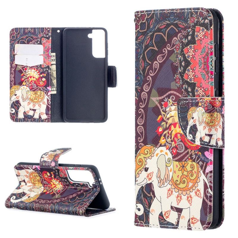 Folio Deksel for Samsung Galaxy S21 5G Etnisk Elefantmandala