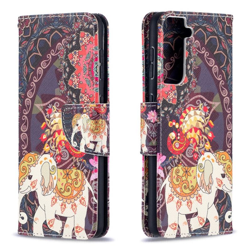 Folio Deksel for Samsung Galaxy S21 5G Etnisk Elefantmandala