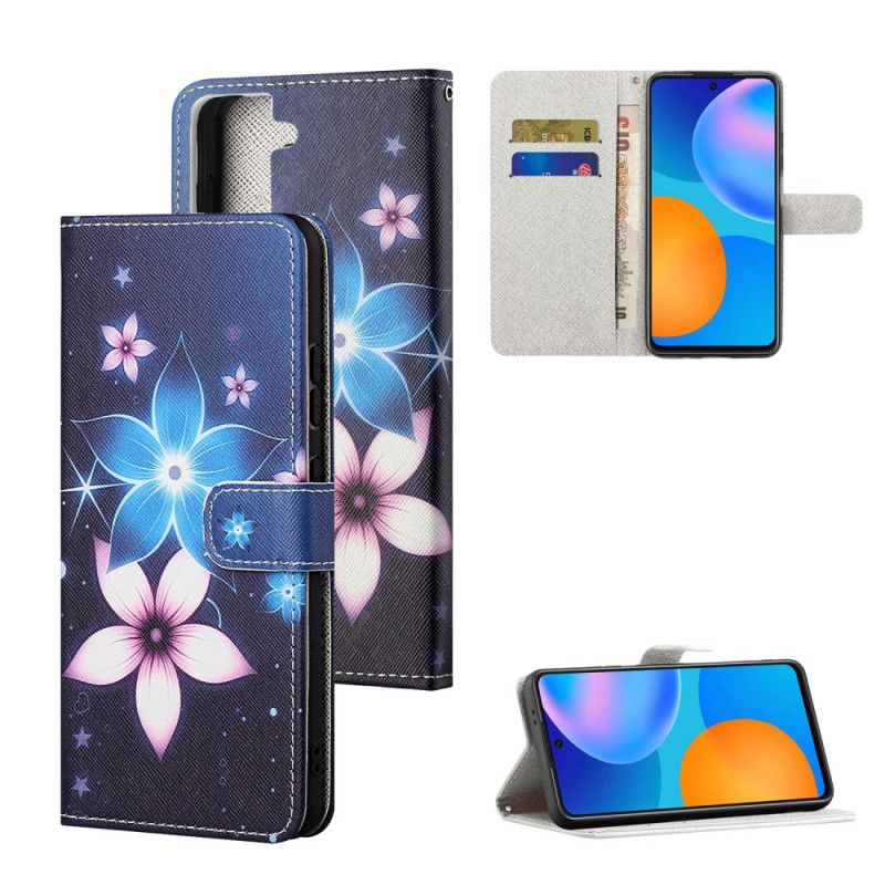 Folio Deksel for Samsung Galaxy S21 5G Måneblomster Med Tanga