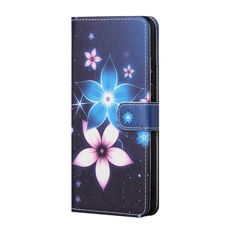 Folio Deksel for Samsung Galaxy S21 5G Måneblomster Med Tanga