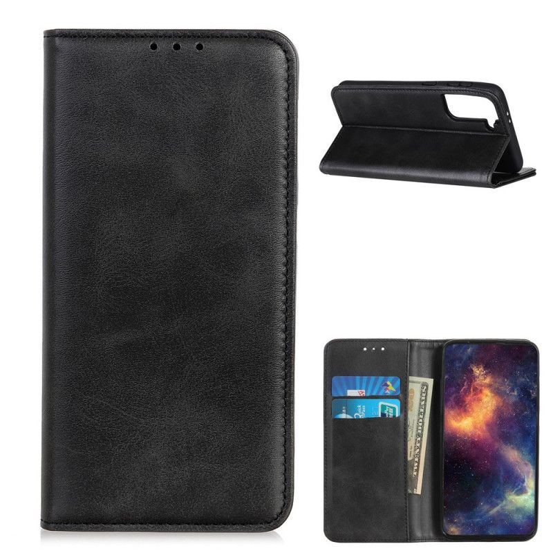 Folio Deksel for Samsung Galaxy S21 5G Svart Delt Skinn