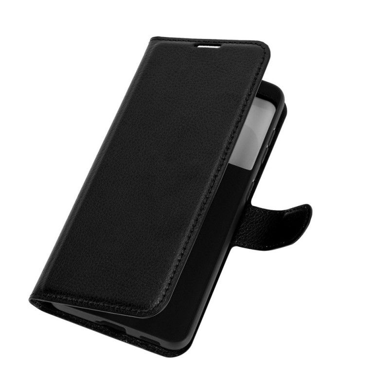 Folio Deksel for Samsung Galaxy S21 5G Svart Klassisk Litchi Imitert Skinn