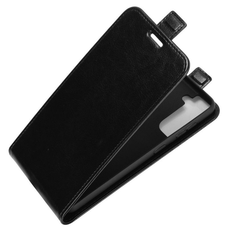 Folio Deksel for Samsung Galaxy S21 5G Svart Vertikal Skinneffektklaff