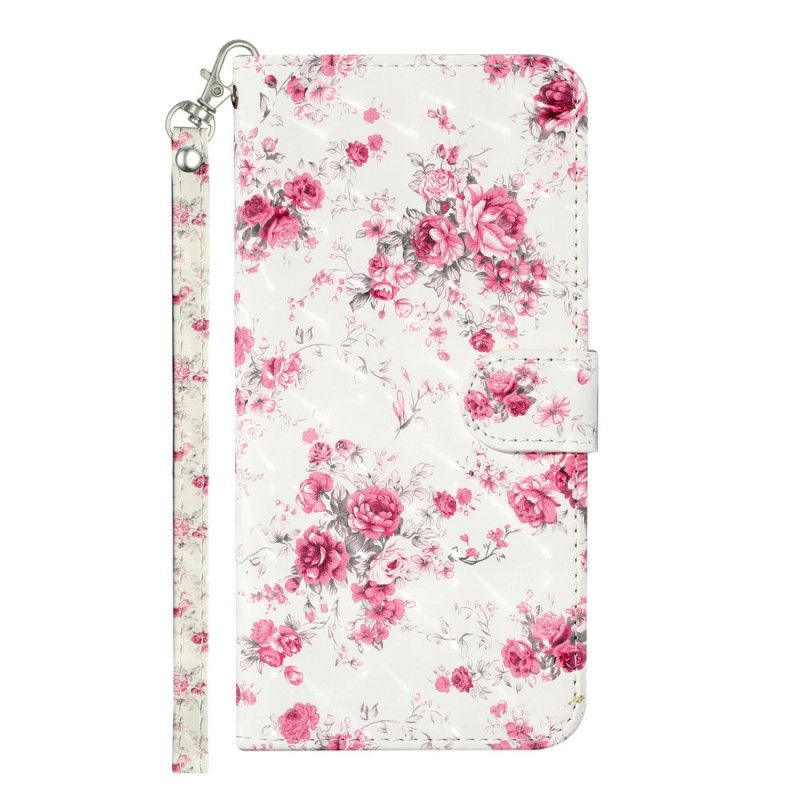 Folio Deksel Samsung Galaxy S21 5G Blomster Lette Flekker Med Stropp