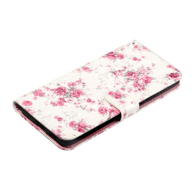 Folio Deksel Samsung Galaxy S21 5G Blomster Lette Flekker Med Stropp