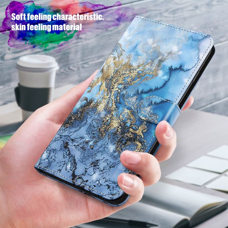 Folio Deksel Samsung Galaxy S21 5G Designer Marmor Lyspunkt Med Stropp