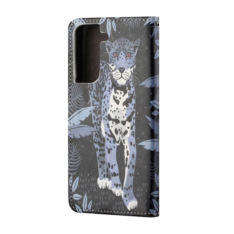 Folio Deksel Samsung Galaxy S21 5G Leopard Med Tanga