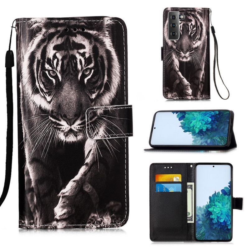 Folio Deksel Samsung Galaxy S21 5G Natt Tiger