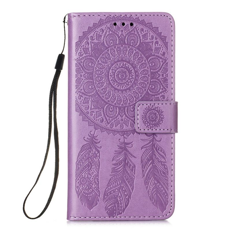 Folio Deksel Samsung Galaxy S21 5G Svart Dreamcatcher-Trykk Og Stropp