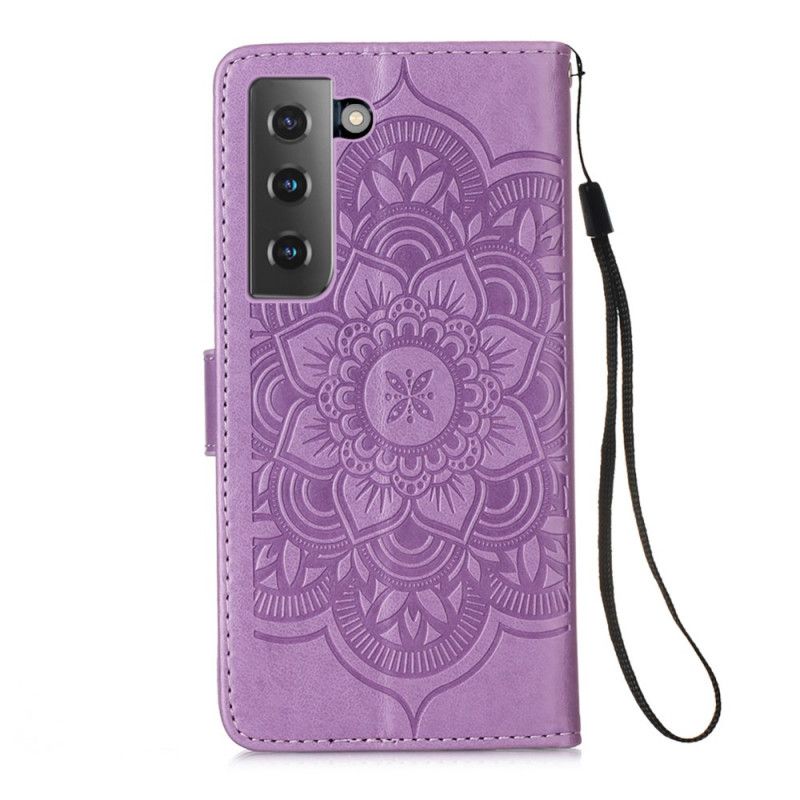 Folio Deksel Samsung Galaxy S21 5G Svart Dreamcatcher-Trykk Og Stropp