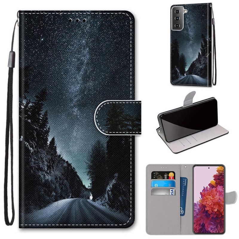 Folio Deksel Samsung Galaxy S21 5G Svart Mystisk Natur Anti-fall