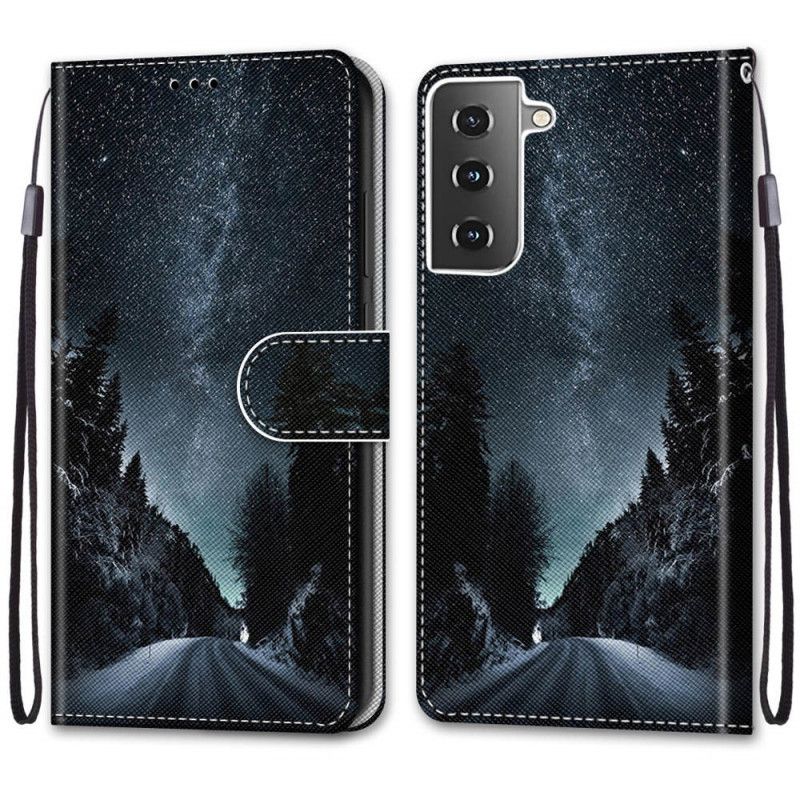 Folio Deksel Samsung Galaxy S21 5G Svart Mystisk Natur Anti-fall