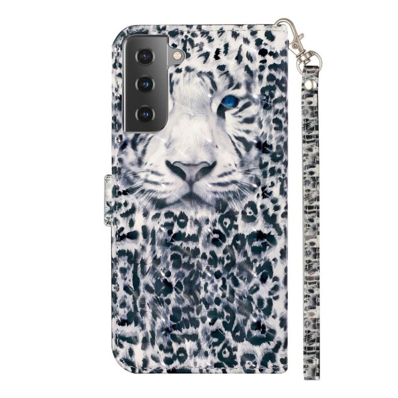 Folio Deksel Samsung Galaxy S21 5G Svart Tigerlys Flekker Med Stropp