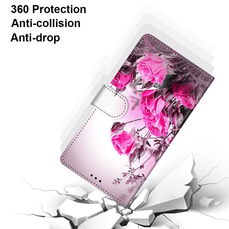 Lærdeksel Folio Deksel Samsung Galaxy S21 5G Magenta Mobildeksel Magiske Blomster