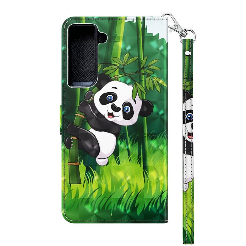 Lærdeksel Folio Deksel Samsung Galaxy S21 5G Mobildeksel Panda Og Bambus