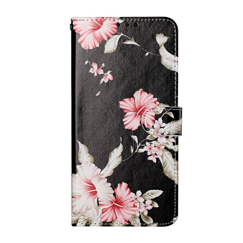 Lærdeksel Folio Deksel Samsung Galaxy S21 5G Svart Ville Blomster