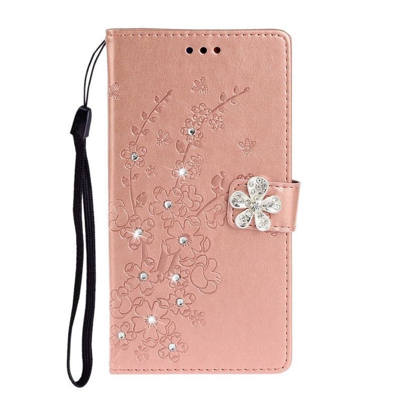 Folio Deksel for Xiaomi Redmi Note 9S / Note 9 Pro Rose Gold Blomstersjarm