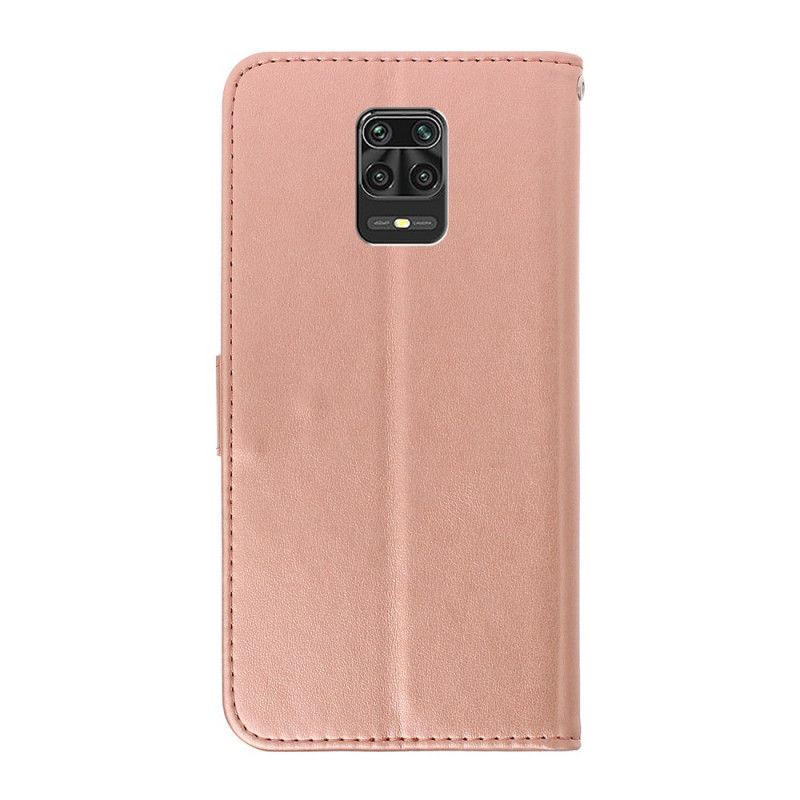 Folio Deksel for Xiaomi Redmi Note 9S / Note 9 Pro Rose Gold Blomstersjarm