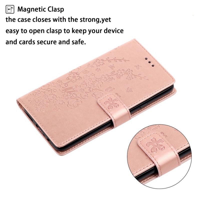 Folio Deksel for Xiaomi Redmi Note 9S / Note 9 Pro Rose Gold Sommerblomster