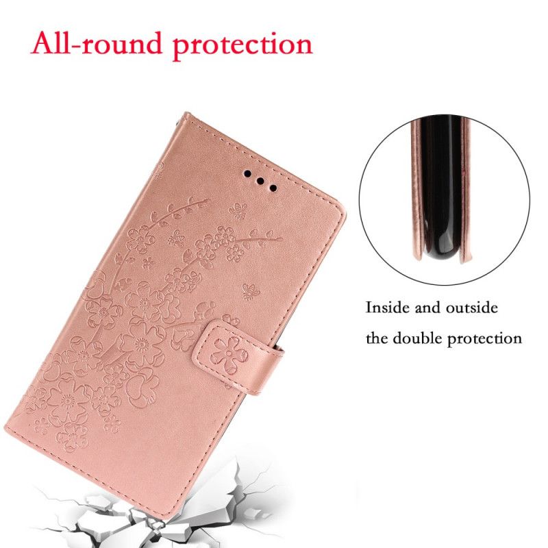 Folio Deksel for Xiaomi Redmi Note 9S / Note 9 Pro Rose Gold Sommerblomster