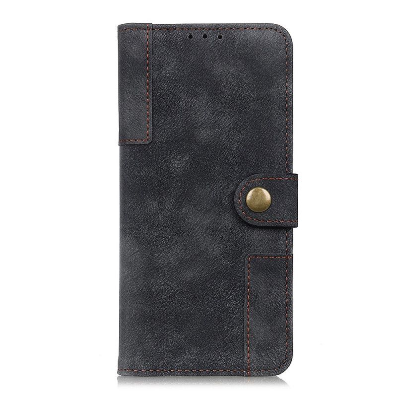 Folio Deksel for Xiaomi Redmi Note 9S / Note 9 Pro Svart Vintage Lær Og Nagle Stil