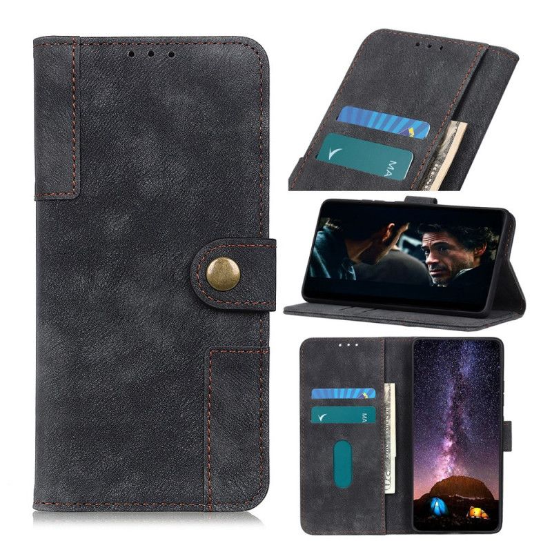 Folio Deksel for Xiaomi Redmi Note 9S / Note 9 Pro Svart Vintage Lær Og Nagle Stil