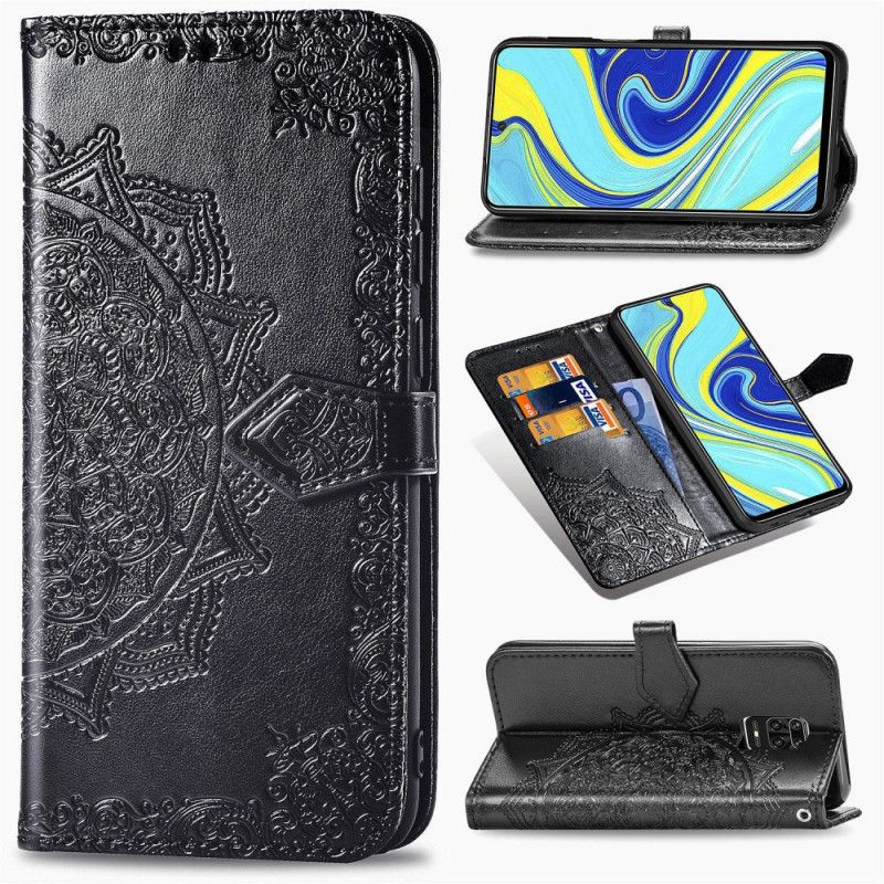 Folio Deksel Xiaomi Redmi Note 9S / Note 9 Pro Svart Middelaldrende Mandala