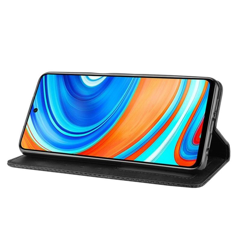 Folio Deksel Xiaomi Redmi Note 9S / Note 9 Pro Svart Mobildeksel Stilisert Vintage Skinneffekt