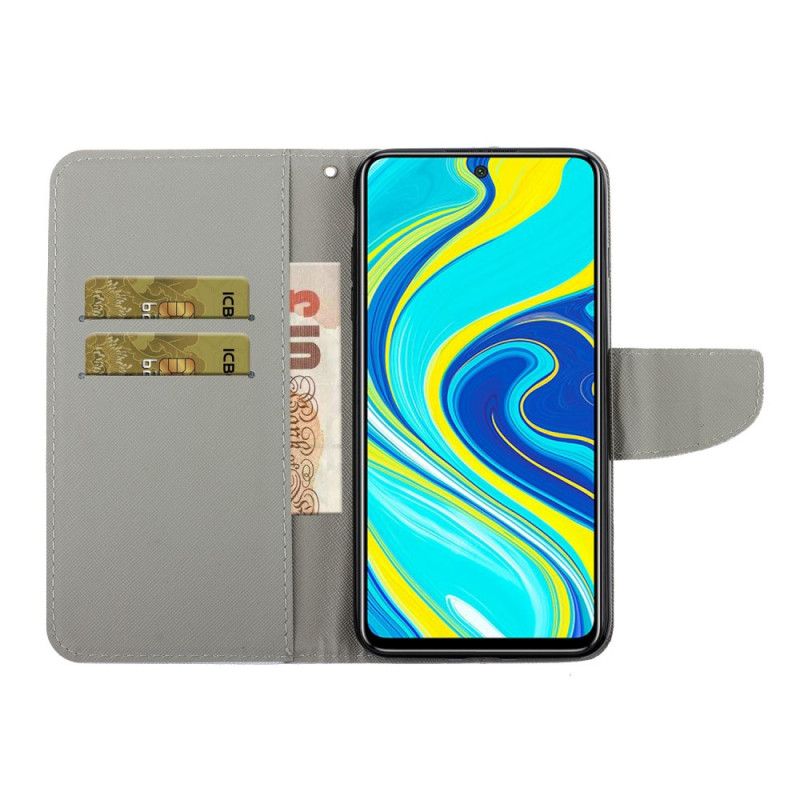 Folio Deksel Xiaomi Redmi Note 9S / Note 9 Pro Svart Sommerfuglvariasjoner Med Tanga