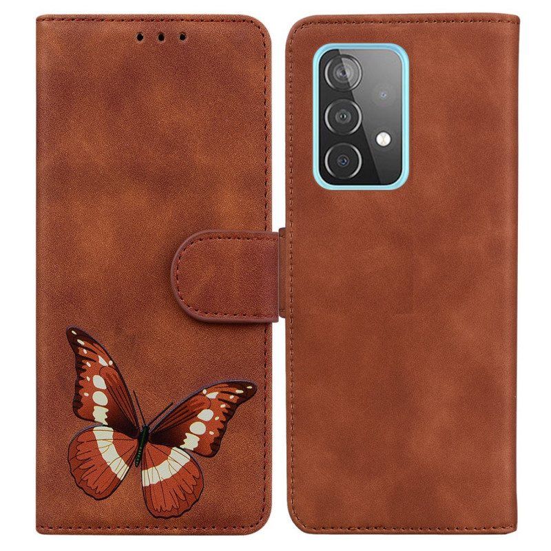 Lærdeksel Til Samsung Galaxy A52 4G / A52 5G / A52s 5G Skin-touch Butterfly